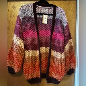 Anthropologie Frnch brand thick chunky knit striped cardigan.